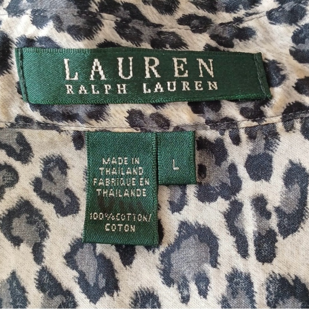 Ralph Lauren Animal Print Button Up Long Sleeve Shirt Size L - Picture 3 of 3